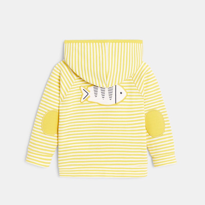 Sweat zippé en maille rayée poisson jaune bébé garçon Jaune