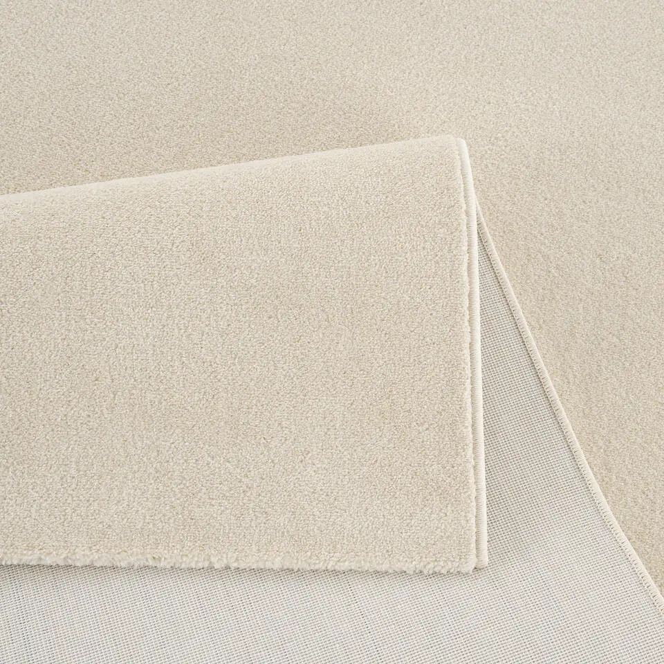 Uni Effen Laagpolig Vloerkleed Modern Creme - 120x170 CM