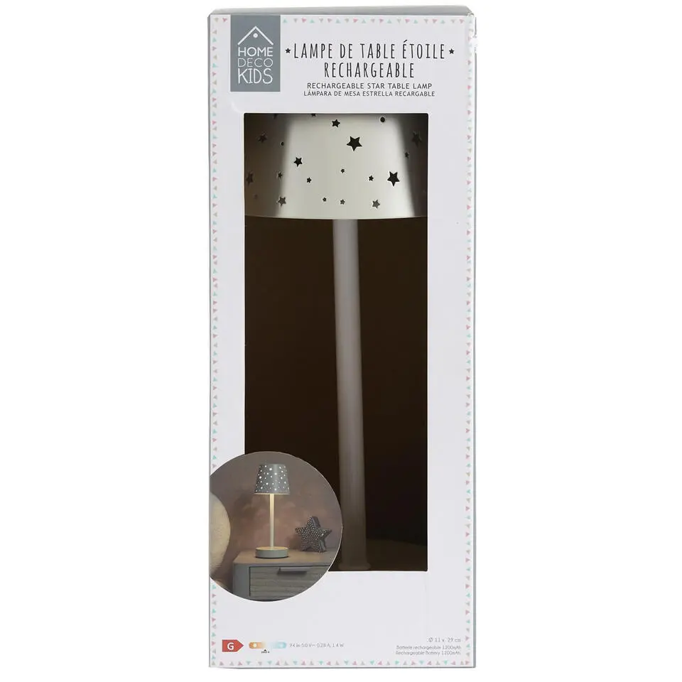 Home deco factory oplaadbare tafellamp - met usb - licht grijs