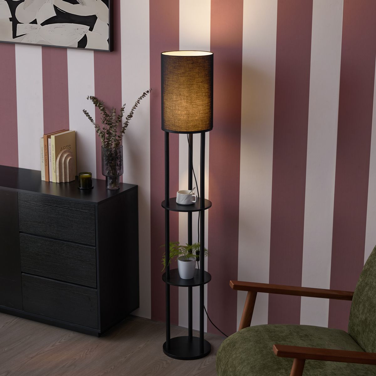 Moderne vloerlamp zwart - Stojon
