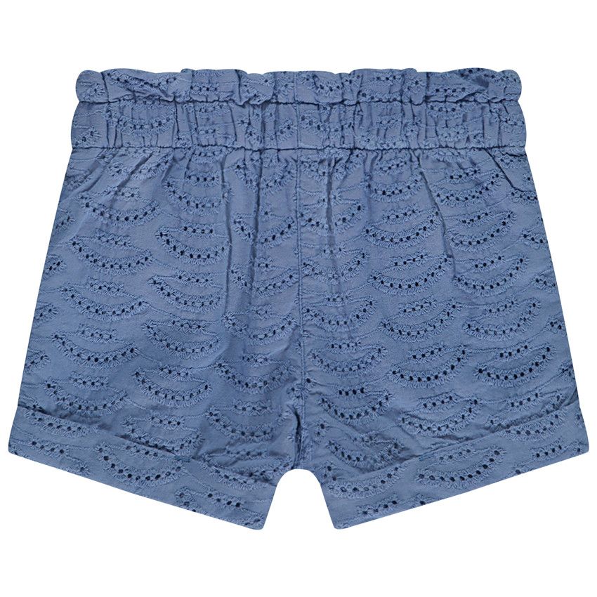 Short en broderie anglaise avec nœud fantaisie pour bébé fille - Bleu moyen