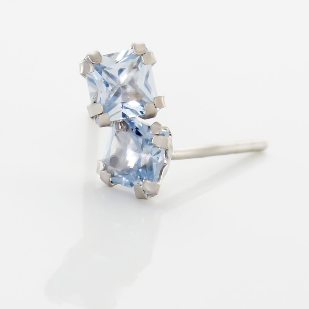 Boucles D'oreilles Puces Doreen Carre Or Blanc Oxyde De Zirconium