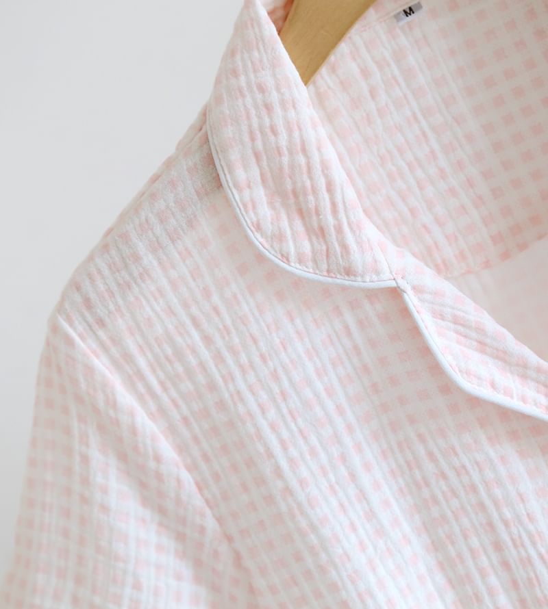 MelMount - Bijpassende pyjamaset voor koppels: geruite top met korte mouwen + shorts (verschillende ontwerpen)