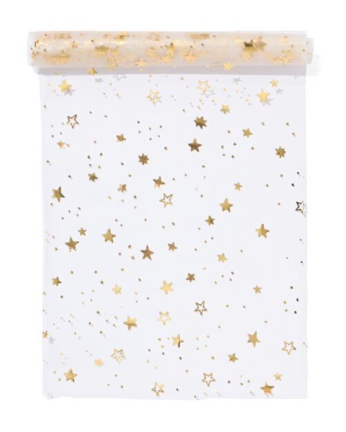 chemin de table 300x30 doré étoiles