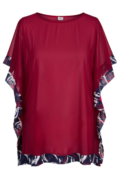 Tunika, oversized, Mesh, gemusterte Kanten