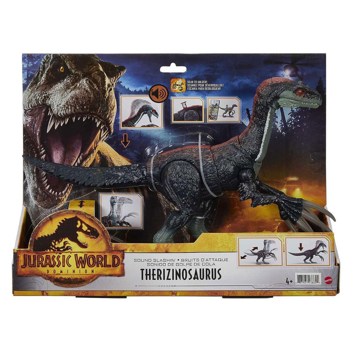 Mattel GWD65 - Jurassic World - Sound Slashin' Slasher - Therizinosaurus Dino mit Geräuschen