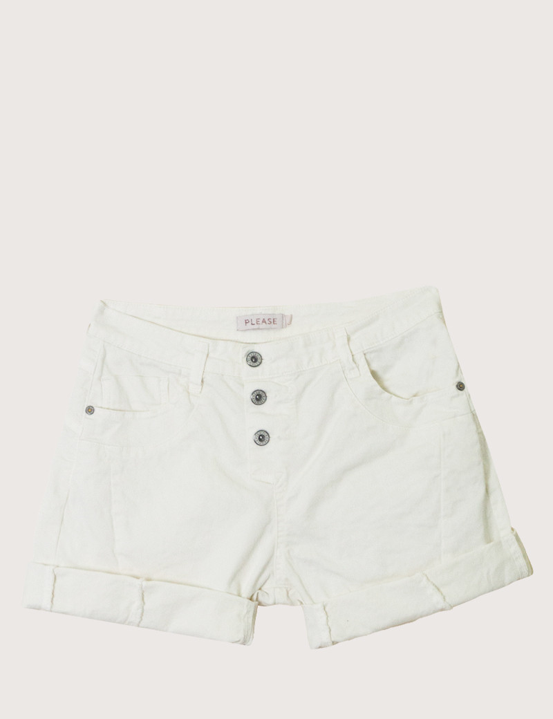 PLEASE SHORT FEMME EN TOILE  BLANC