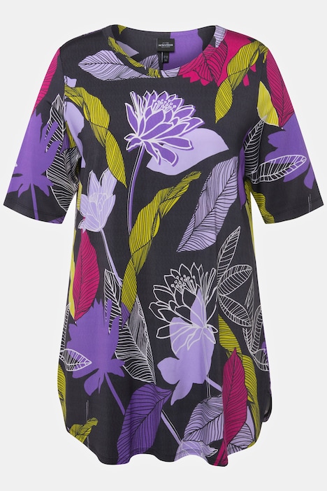 Slinkyshirt, Blüten, A-Linie, Rundhals, Halbarm
