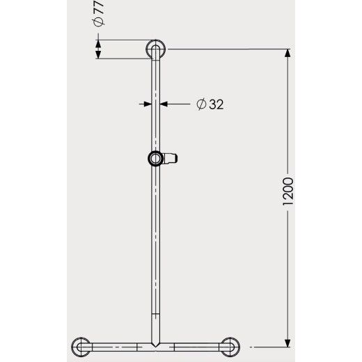 Barre de douche en T - acier inoxydable - 600x1200 mm