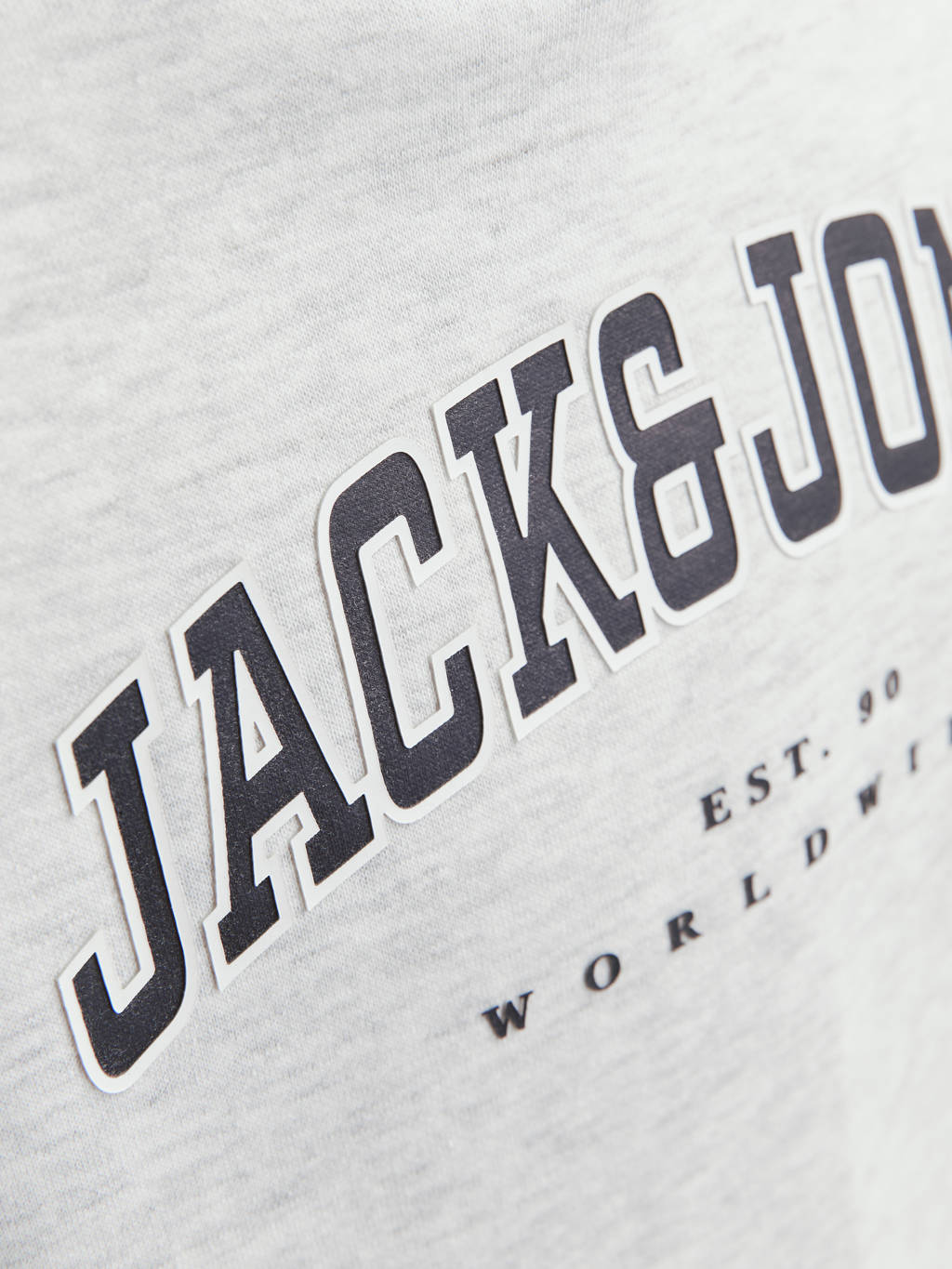 JACK & JONES hoodie JJECALEB VARSITY met logo wit melange