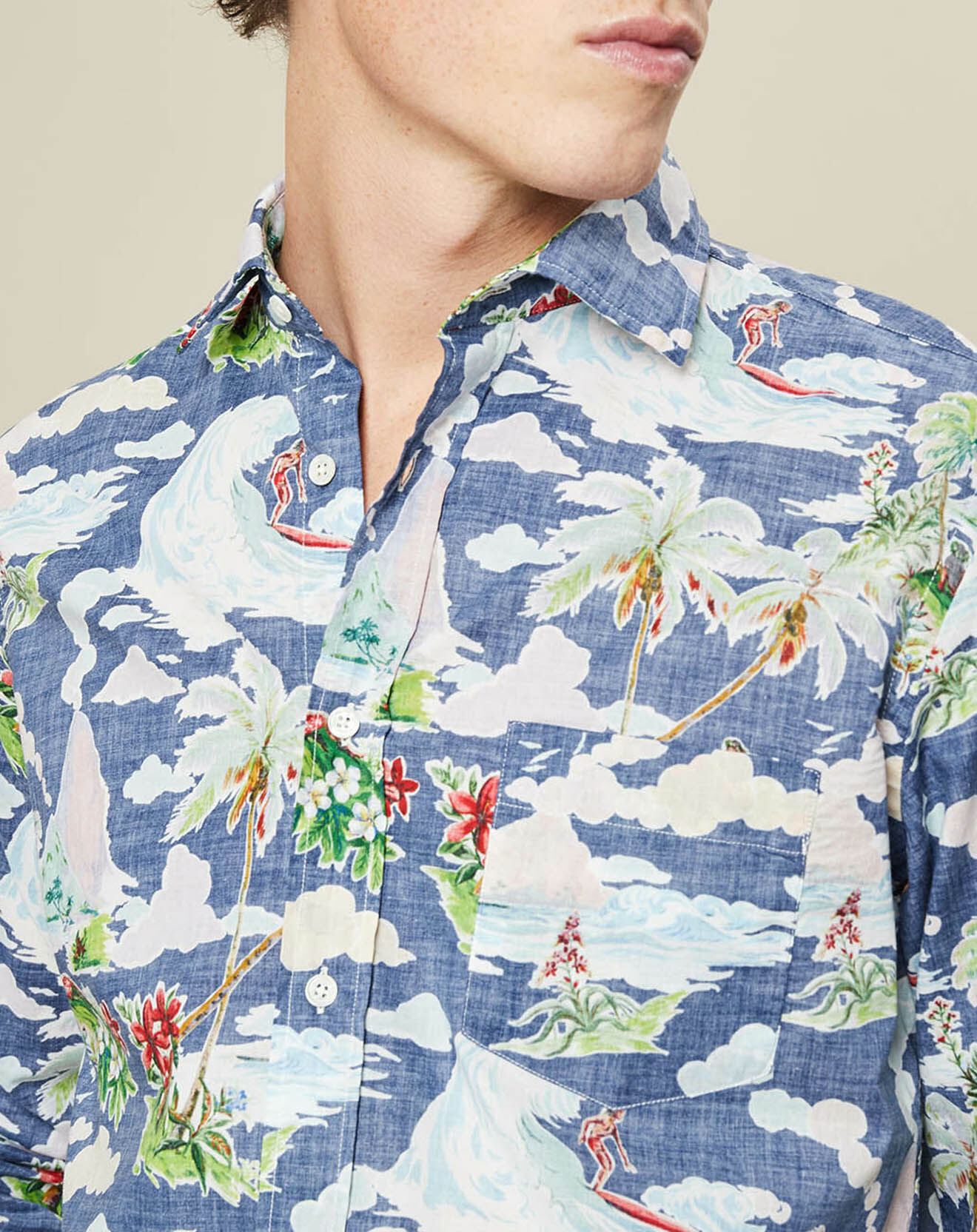 Hartford Chemise regular Paul imprimée bleue