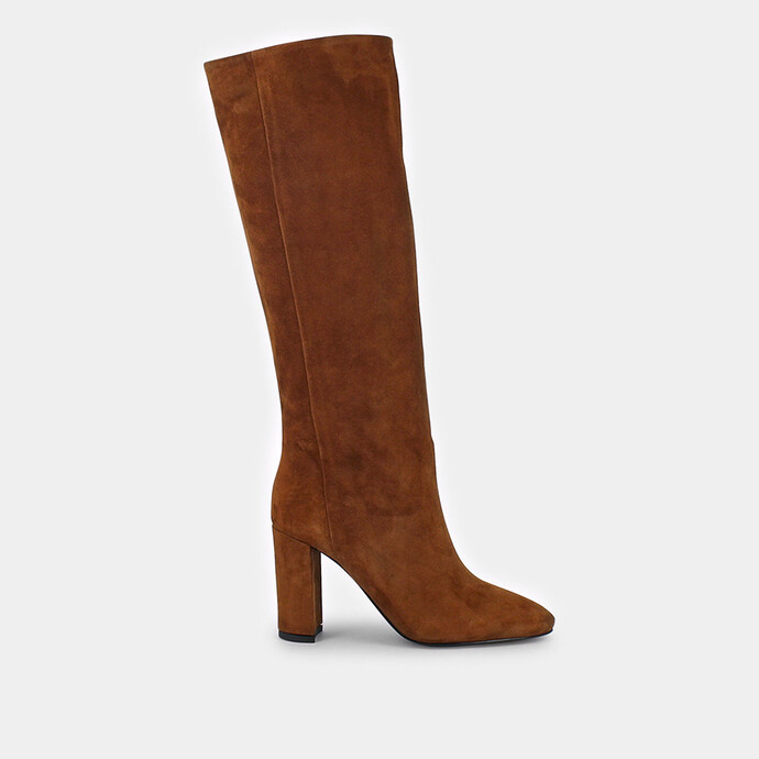 Bottes hautes  en velours marron