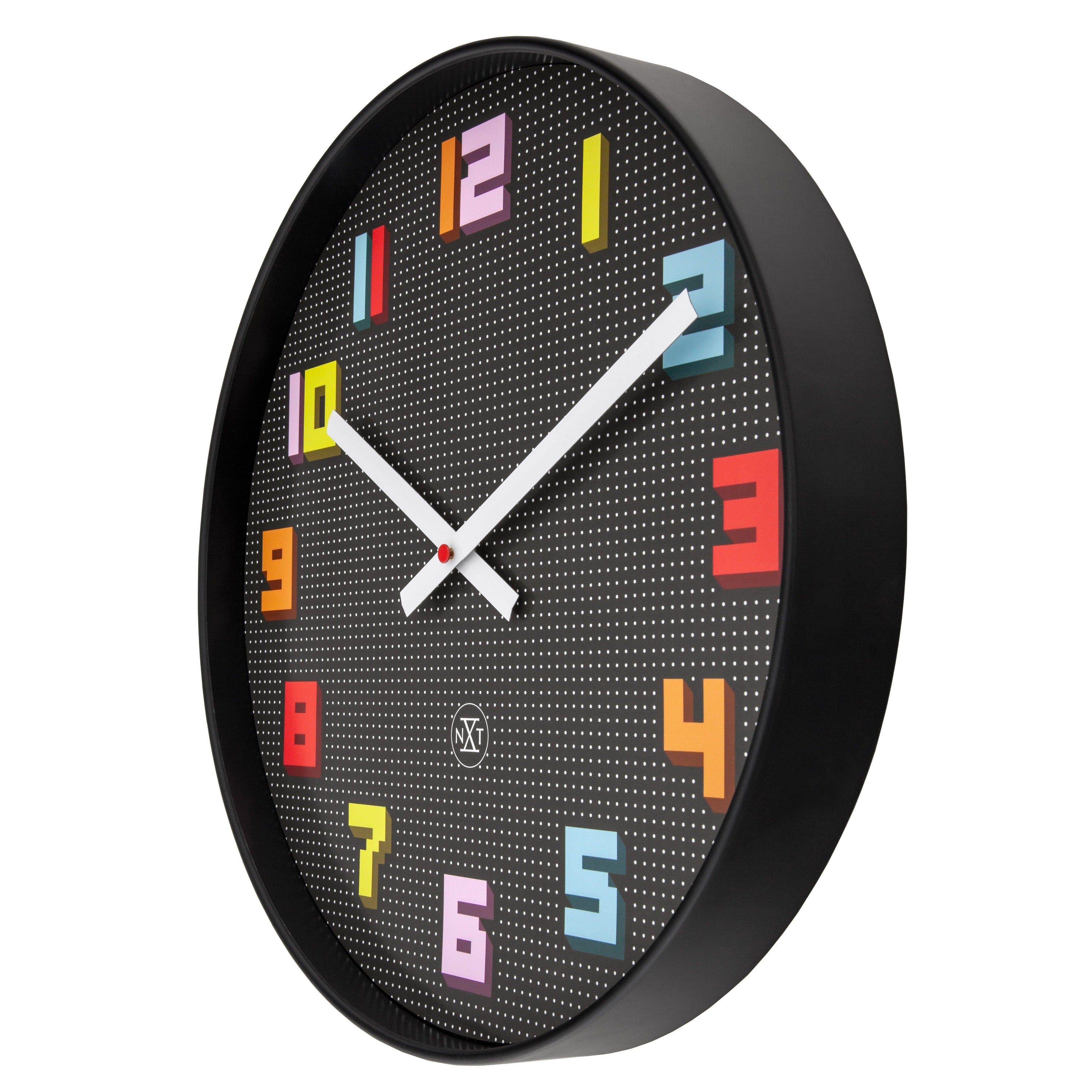 NeXtime - Wandklok 35cm - Stil - Zwart|Multikleur - ABS - nXt 'Game'