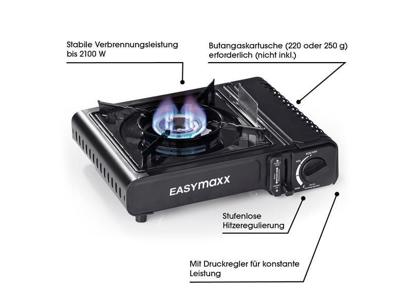 EASYmaxx Gaskocher inkl. Koffer Tragbarer Campingkocher