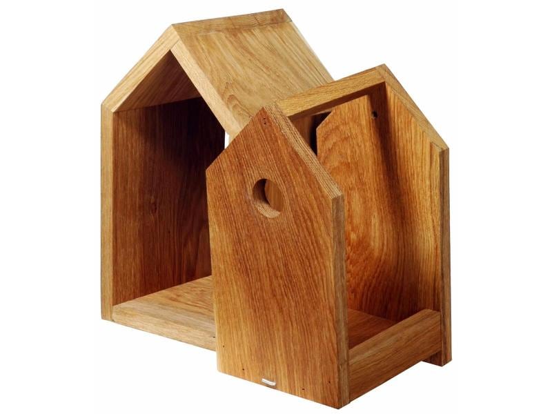 dobar green label Nistkasten Design, 16 x 16 x 28.5 cm, Hol Vogelnistkasten mit Spitzdach