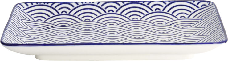 Tokyo Design Studio Nippon Blue Plate Rect 21x13. 5 Wave Blue/white