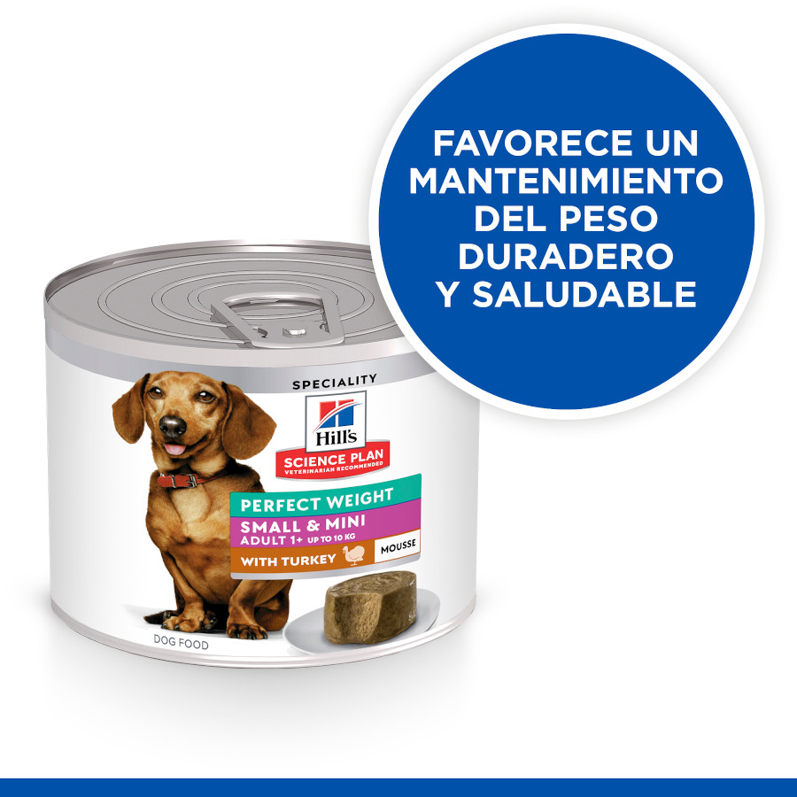 Hill's Science Plan Adult Small & Mini Perfect Weight Mousse de Pavão lata para cães