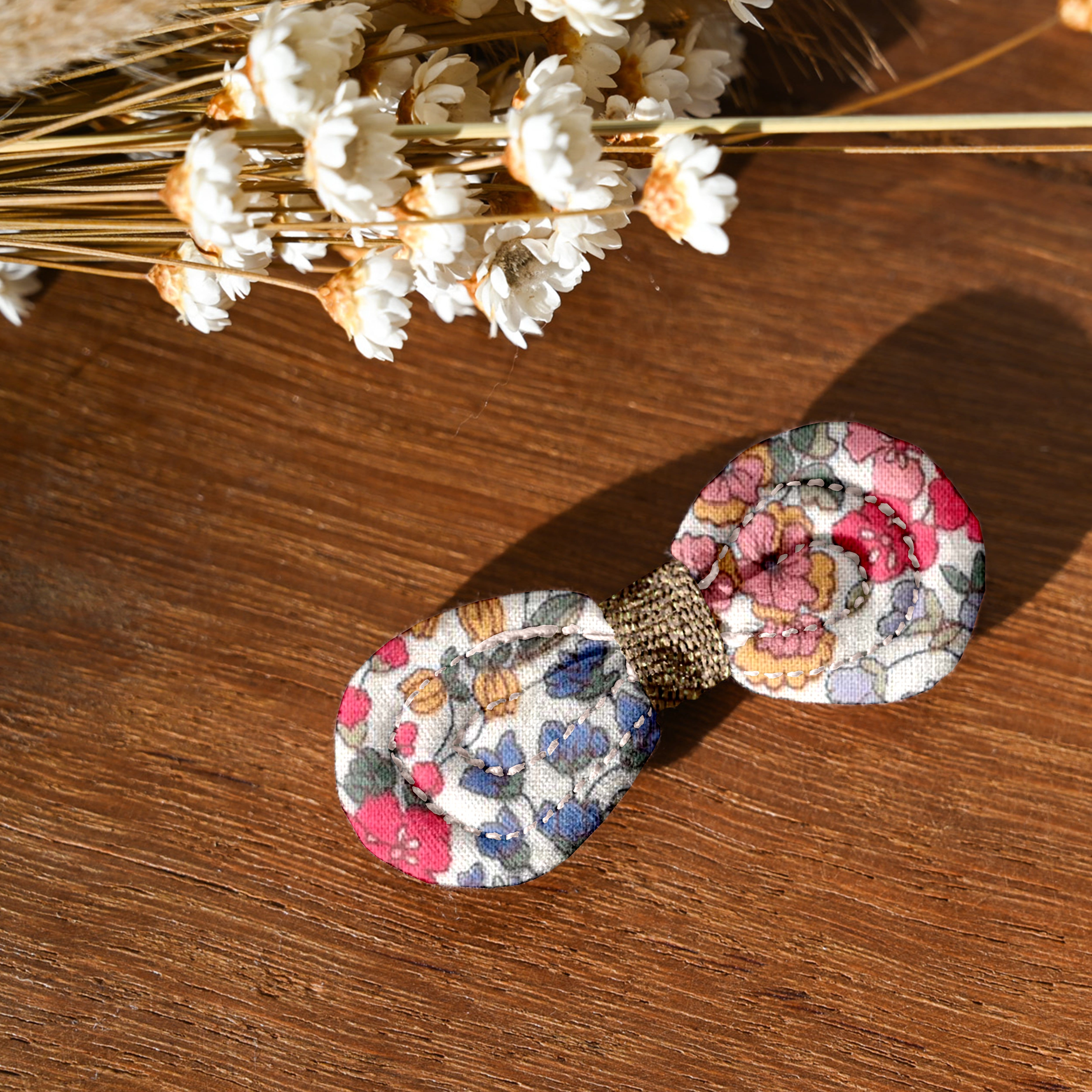 Barrette Noeud Anti-Glisse Porcelaine Rosée