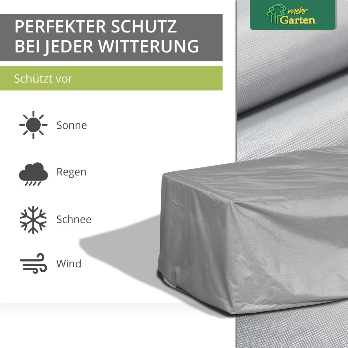 More Garden - Premium PROTECT Hoek Lounge Hoes L-vorm, Afmetingen: 270x270x80 cm | Waterdichte, weerbestendige en ademende tuinmeubelhoes | Met opbergtas | Taupe (Lichtgrijs)