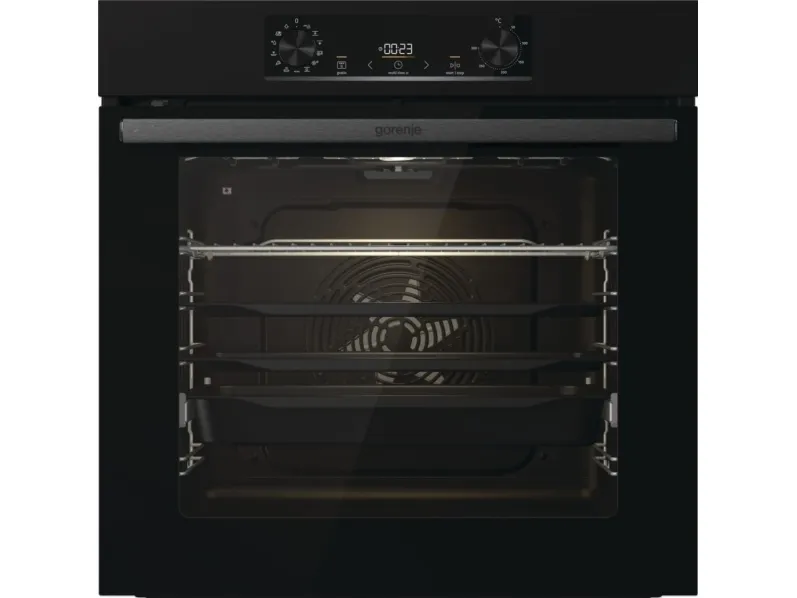 Gorenje Essential BPS6737E07B - Ovn - med dampfunktion - til indbygning - niche - bredde: 56 cm - dybde: 55 cm - højde: 59 cm - med selv-rengøring - Klasse A  - sort