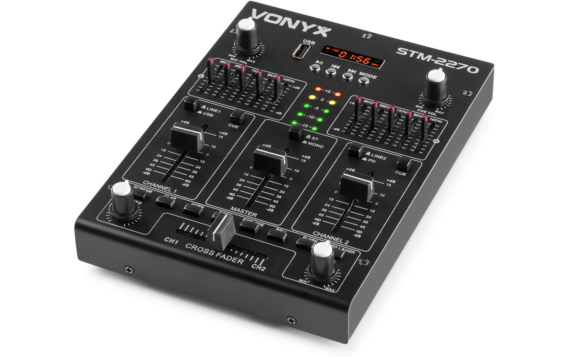 DJ-Mixer STM2270<br>4-Kanal DJ Mixer mit Effekten und BT