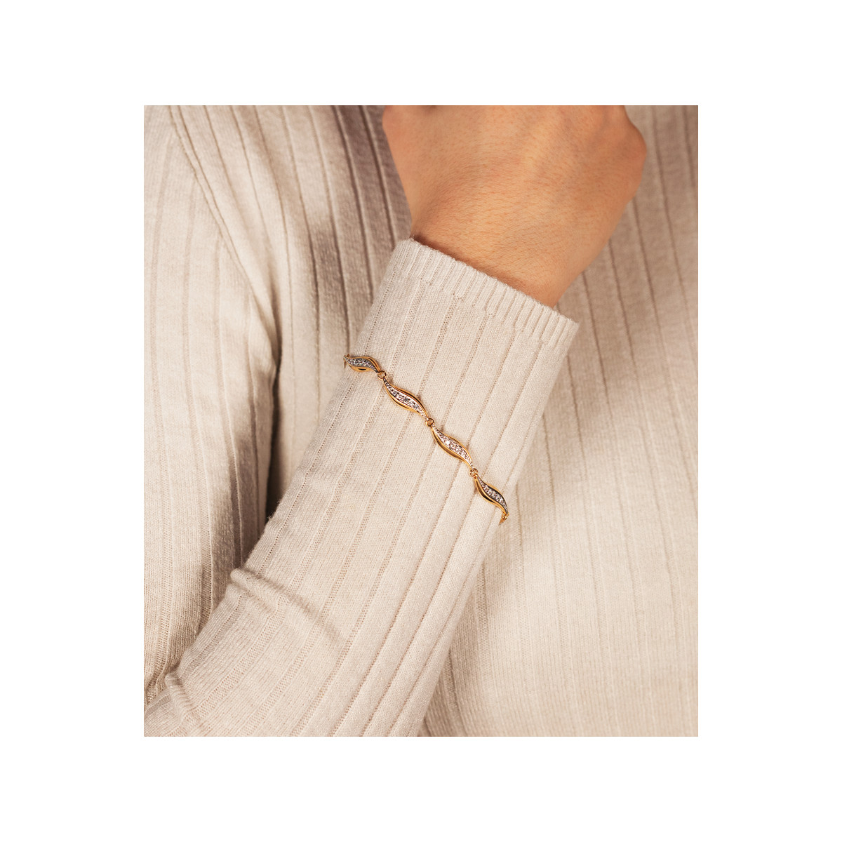 Bracelet plaqué or zirconias 19,5 cm