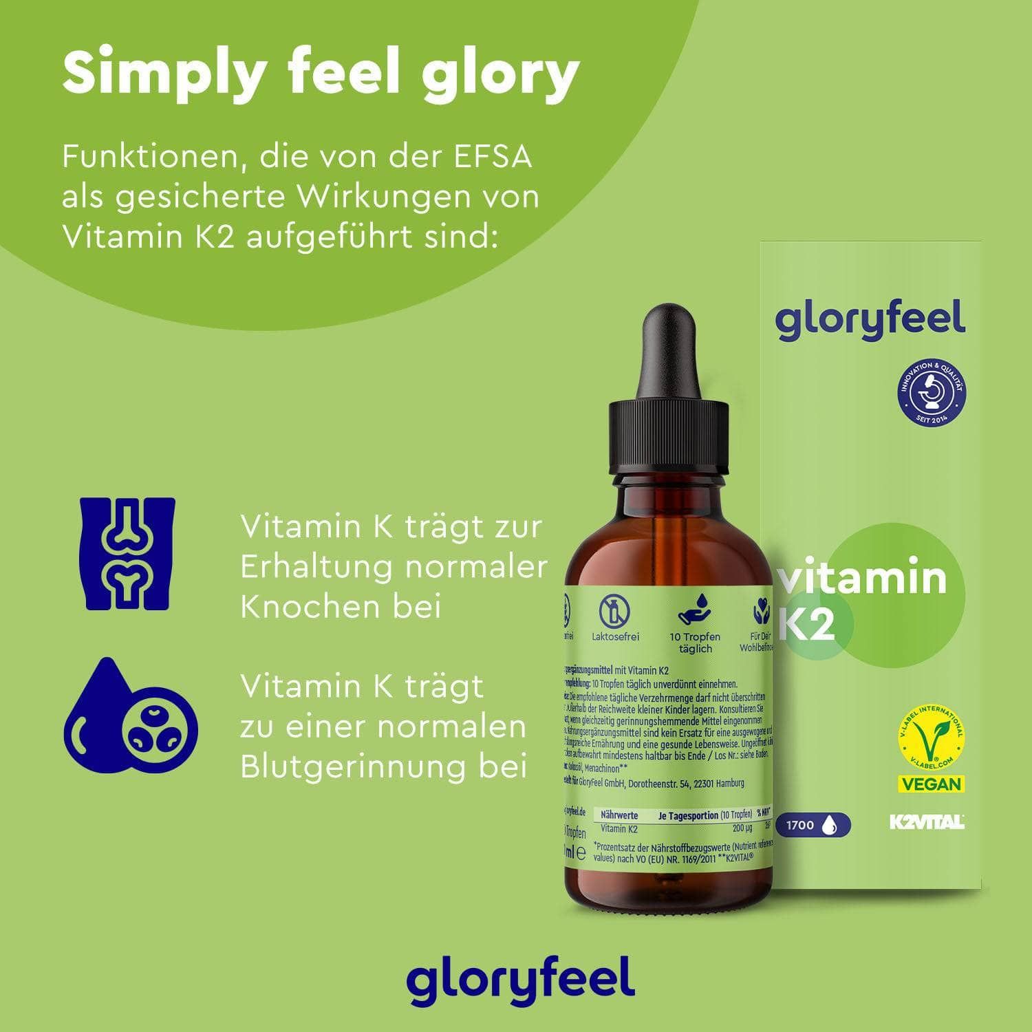 gloryfeel® Vitamin K2 Tropfen Nature