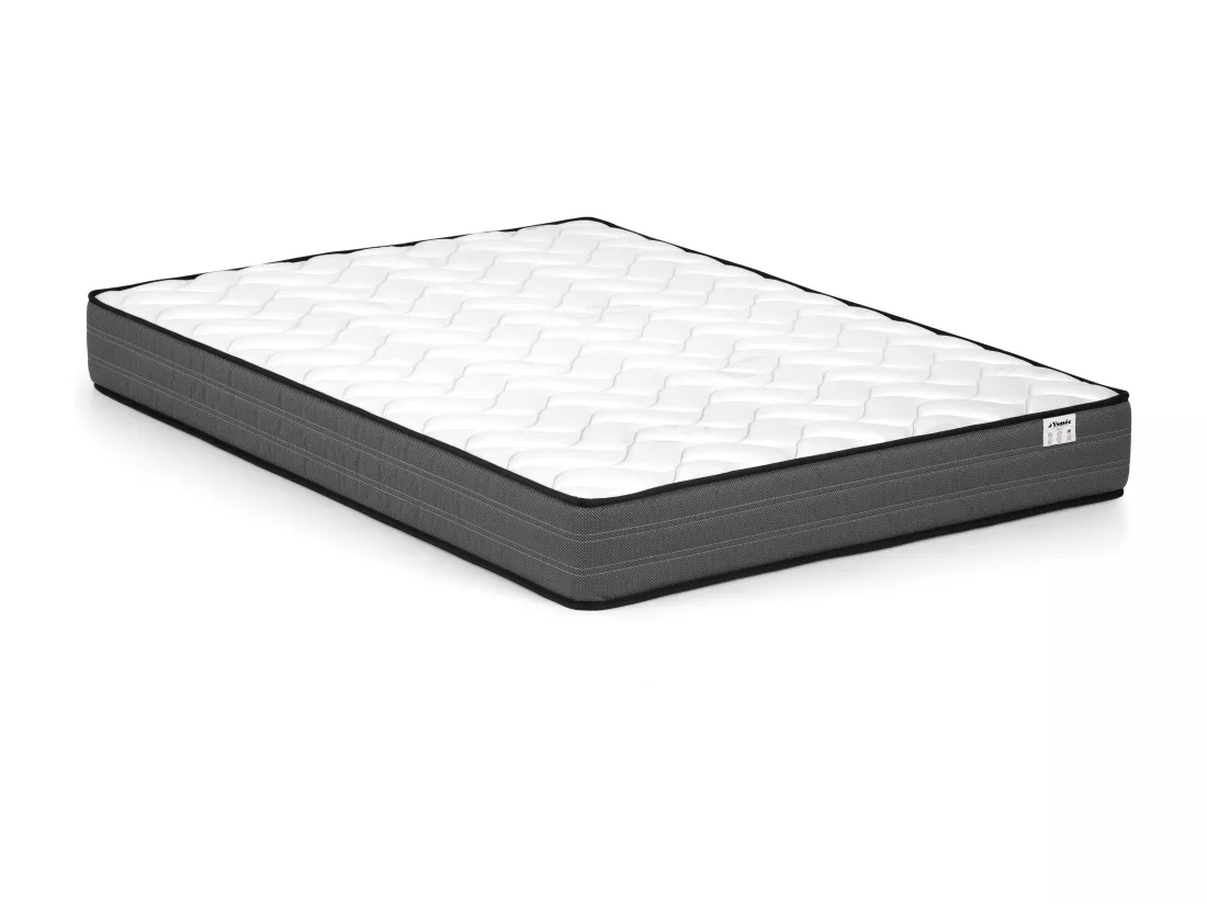 Lit coffre avec pont 140 x 190 cm - Coloris : Naturel et noir + Matelas - LUDARO