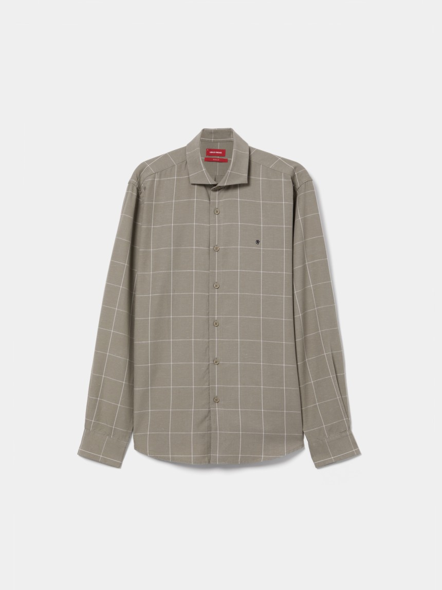 Camisa regular fit em liocel e linho