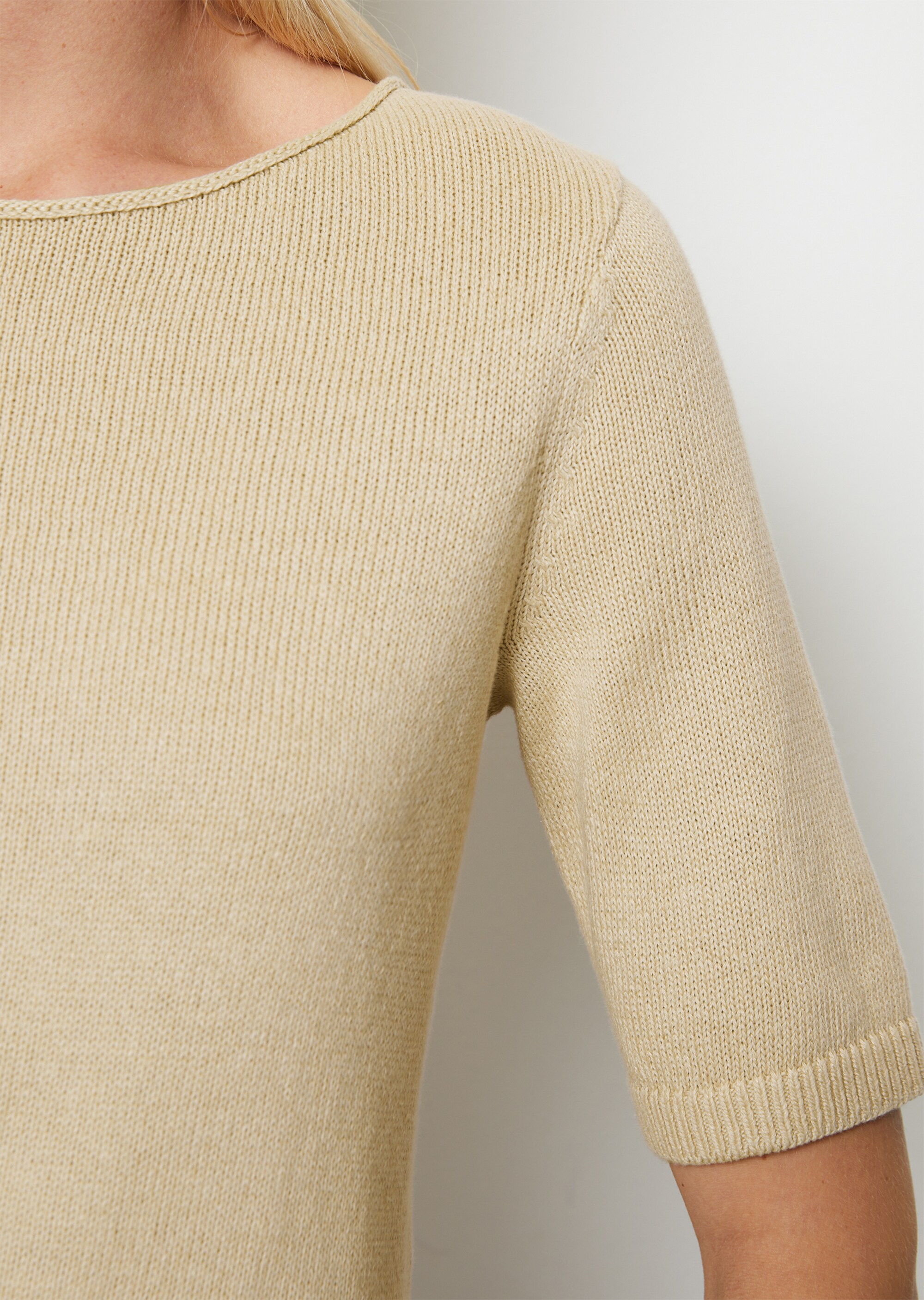 Kurzarm-Pullover regularaus Organic-Cotton-Leinen-Mix