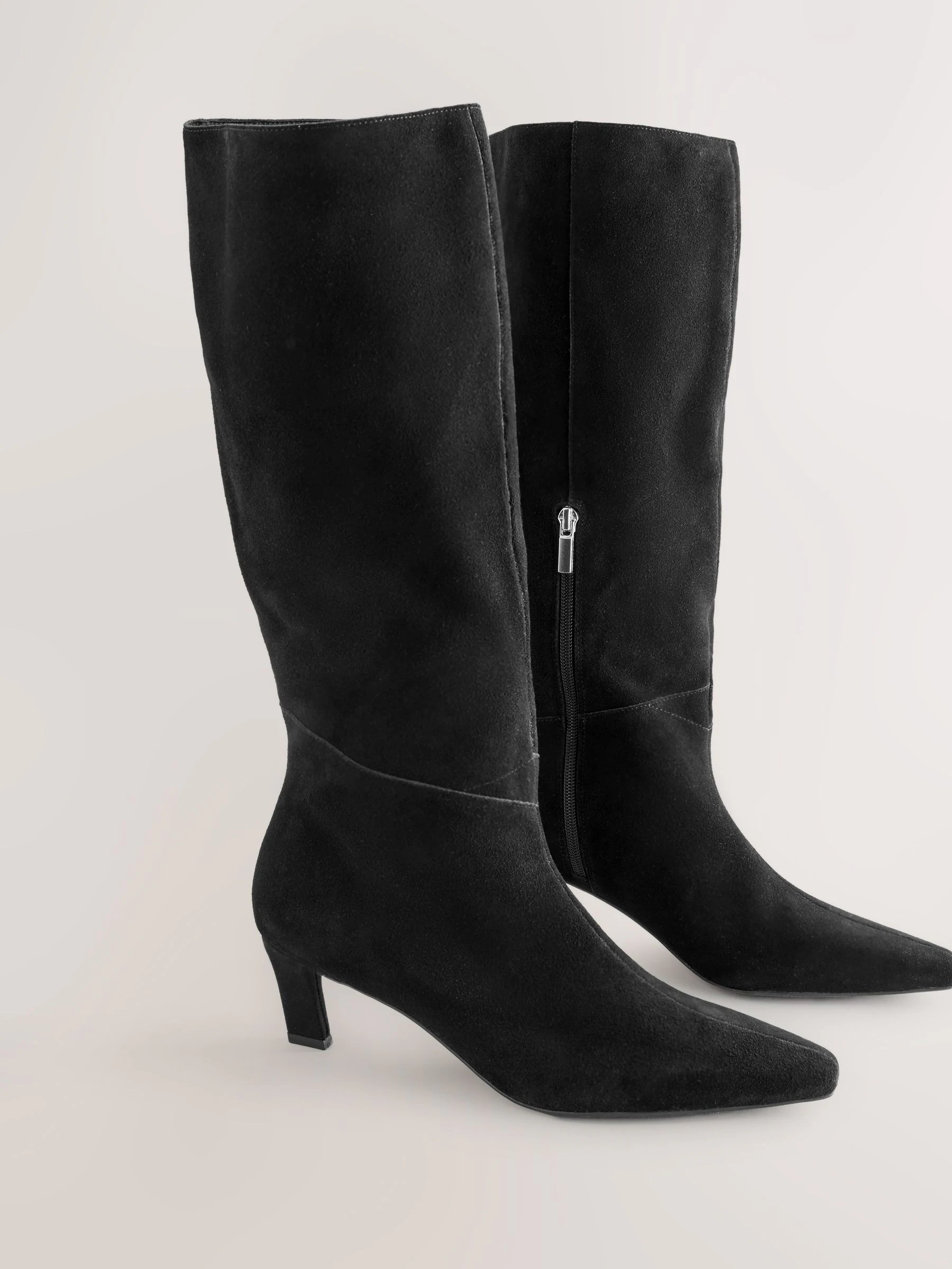 Zwart suède - Forever Comfort® Knee High Chisel Toe Heeled Boots