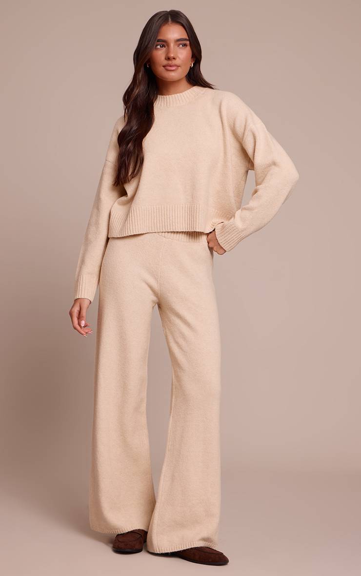 Beige Synthétiquell Court Col Rond En Maille Chinée