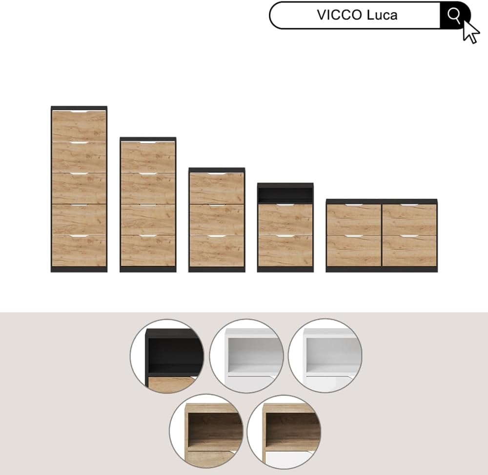 Vicco Schuhkipper Luca, Weiß, 116.6 x 72.5 cm mit 4 Fächern