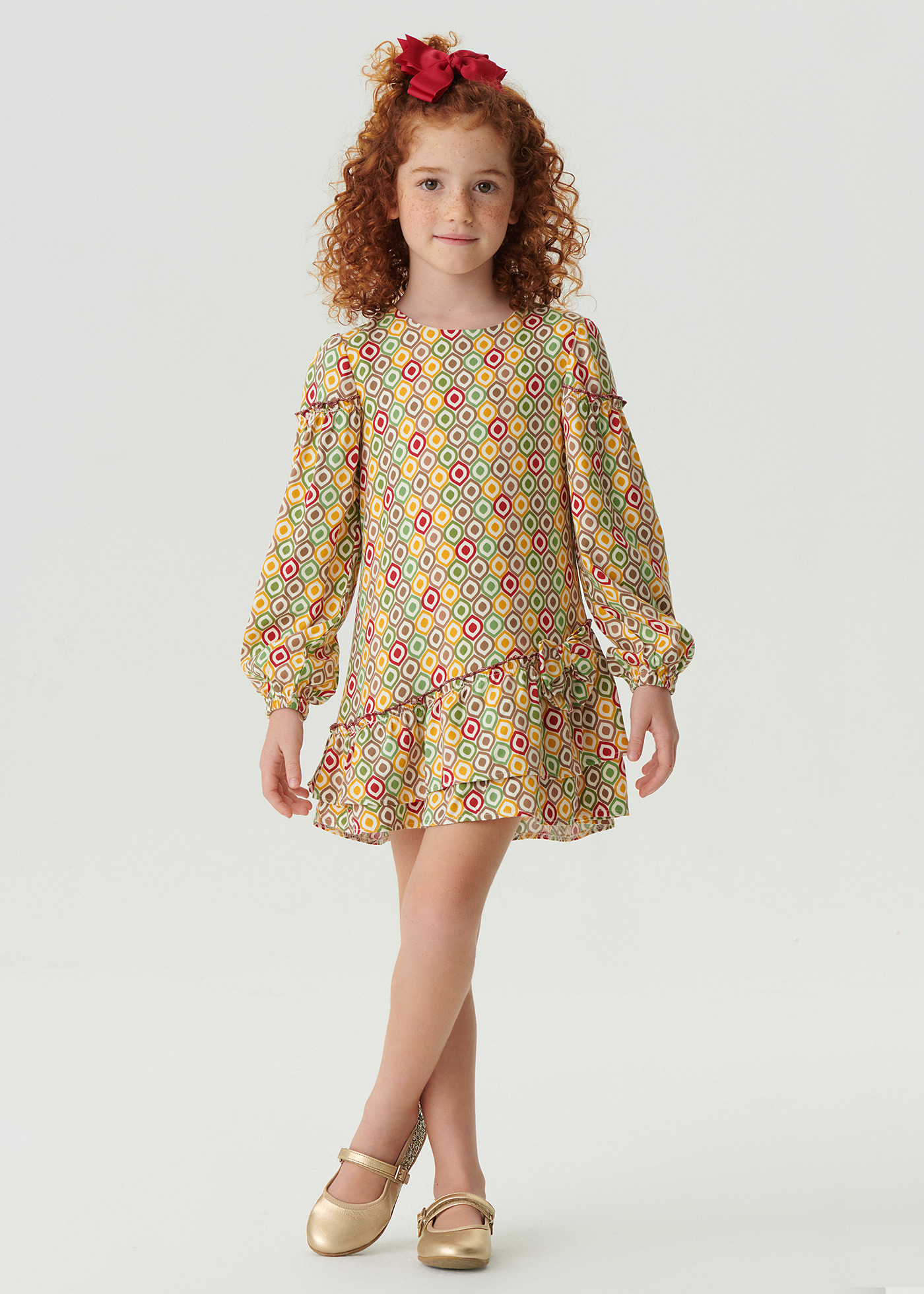 Vestido viyella estampado para meninas