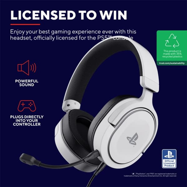 Trust GXT 498W Forta Gaming-hodesett PS5 Hvit