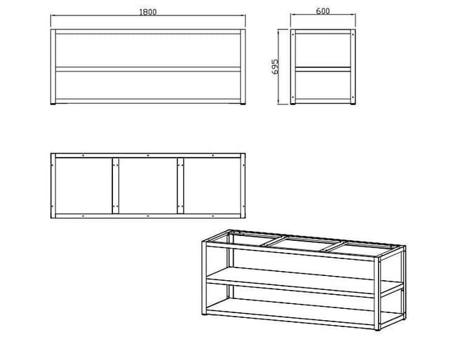 Nordic Line Sort Udekøkken Basismodul 180 cm (3 moduler)