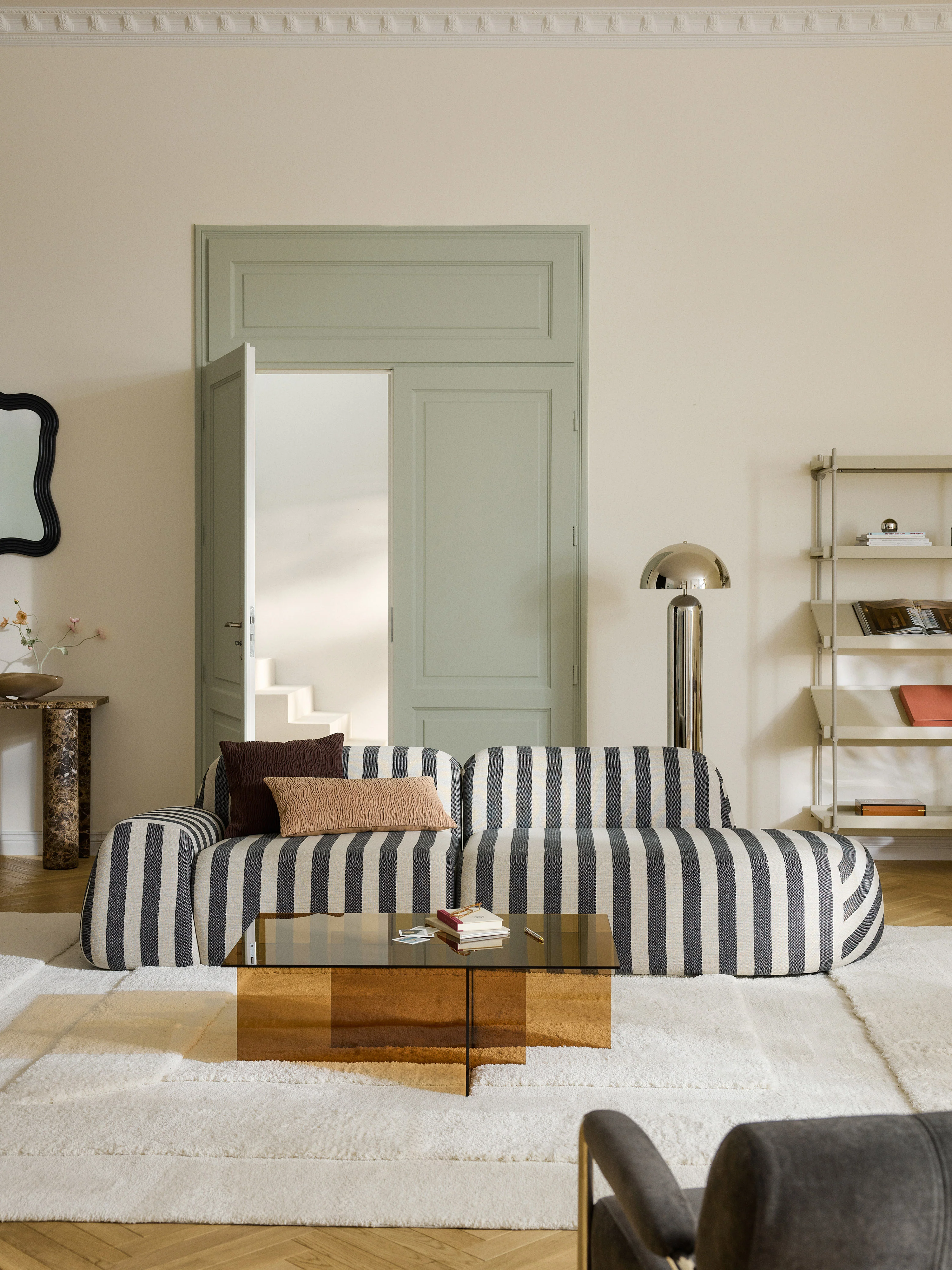Gestreepte chaise longue-module Wolke