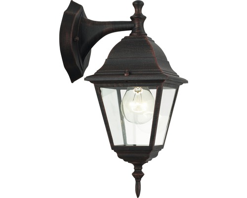 Buitenwandlamp, hangend, 1-lichts, HxBxD 31x14x19 cm, roestkleurig metaal