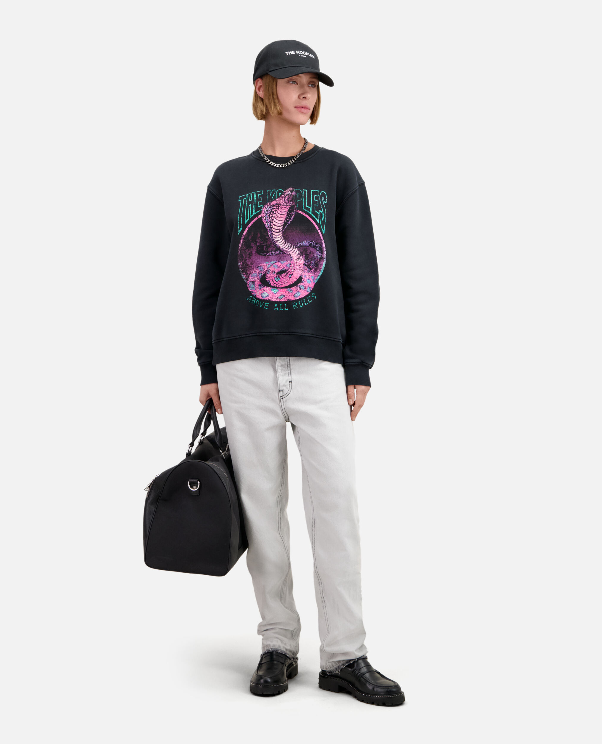 Women's Black sweatshirt with Cobra serigraphy