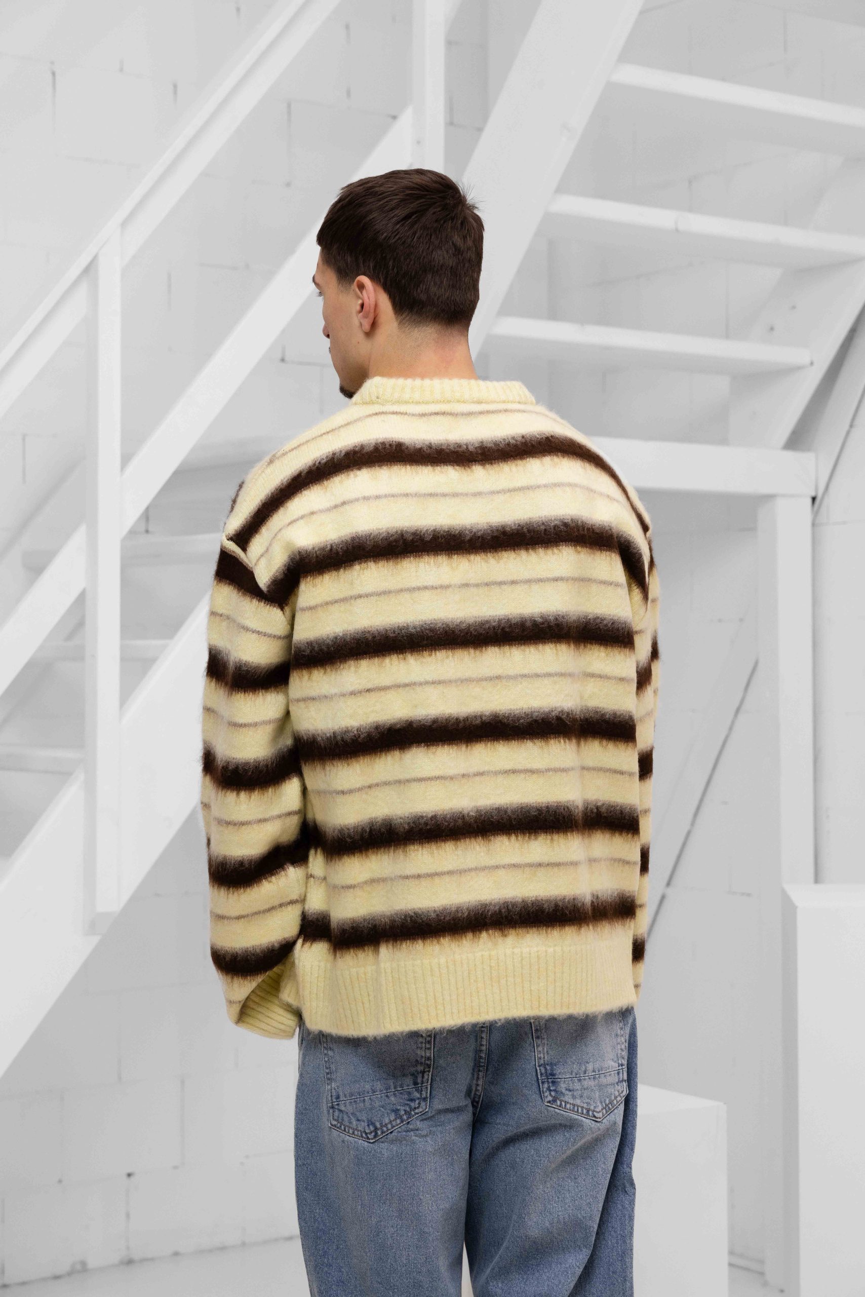 Equalité Stripe Knit Sweater Heren Geel/Bruin