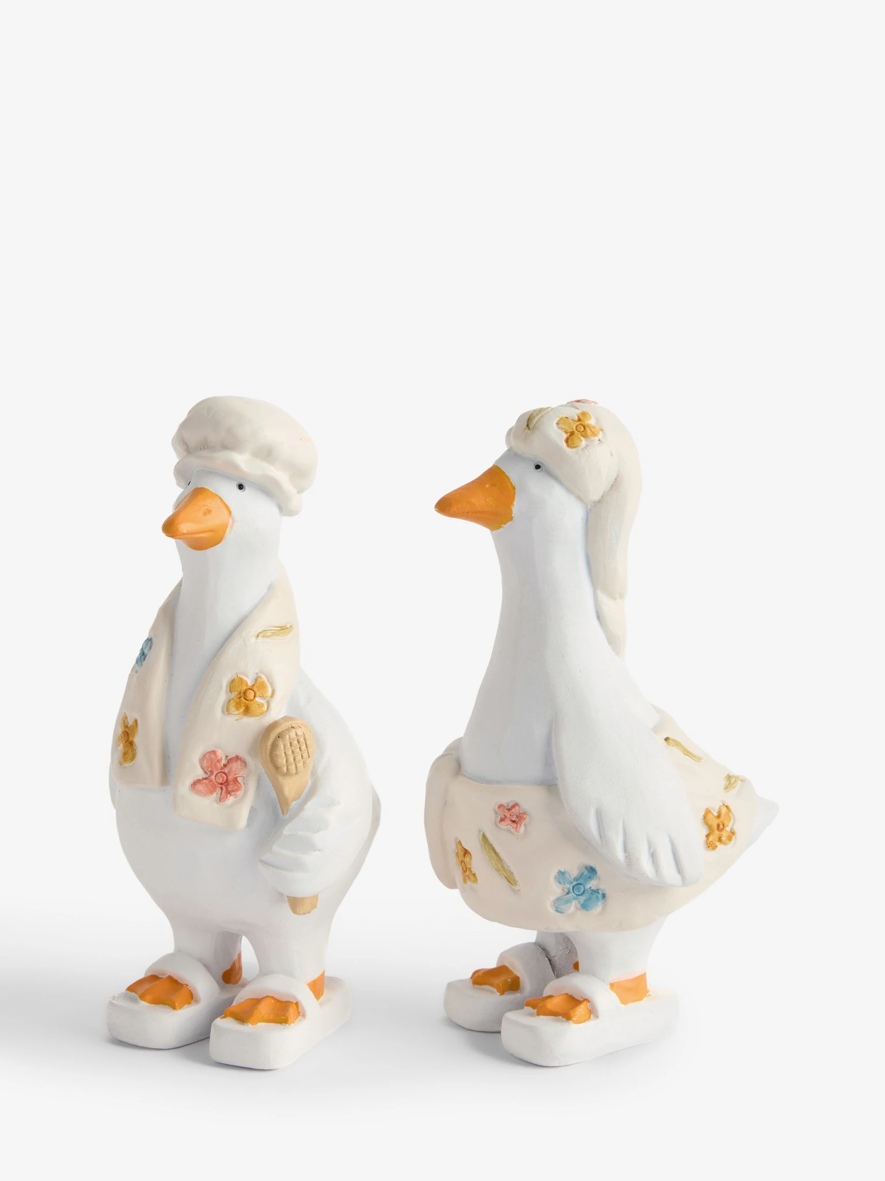 Set van 2 Spa-ganzenornamenten met bloemenprint