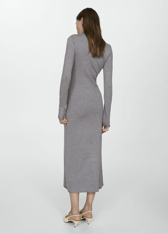 MANGO Knitted Perkins neck dress Medium grey
