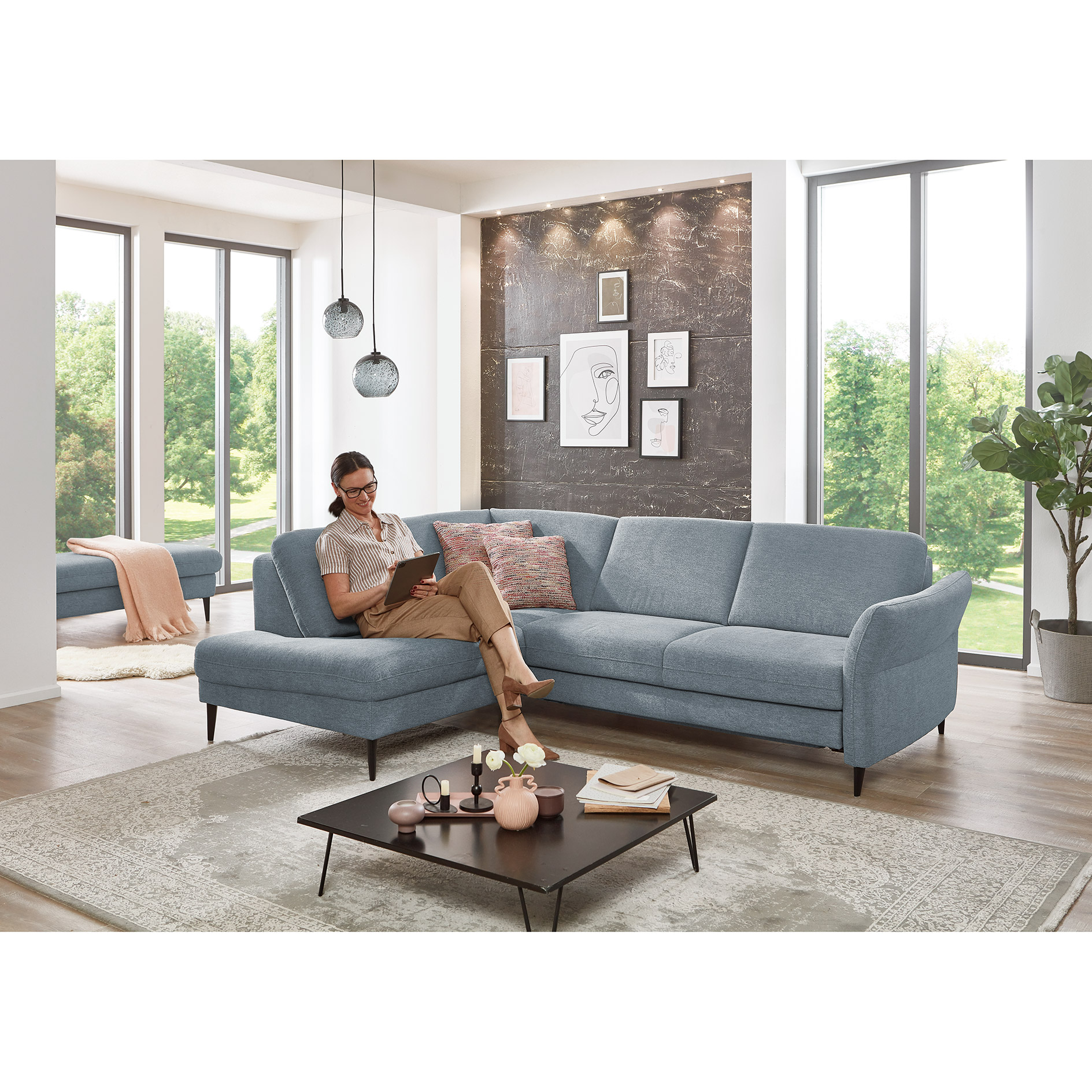 polsterpower Ecksofa - ice - Basismodell - Kombielement links
