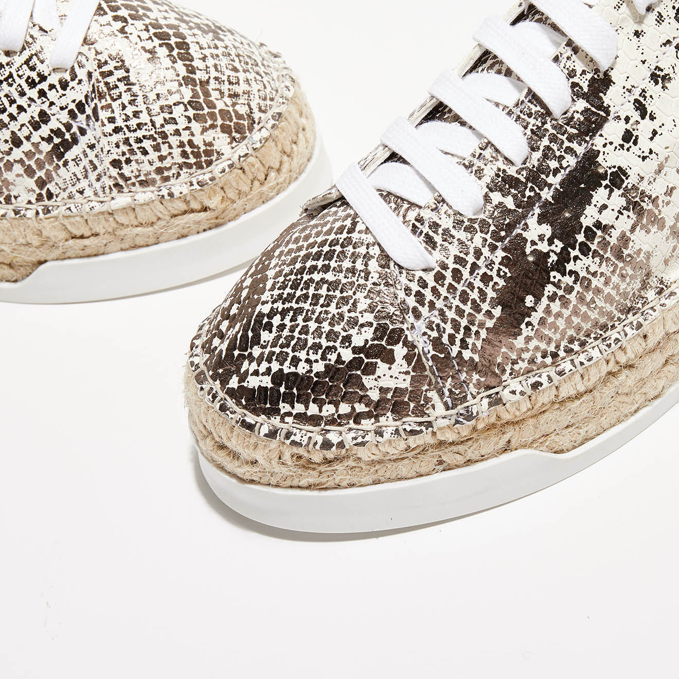 Canal Saint Martin Baskets espadrilles en Cuir Lancry python blanc/doré