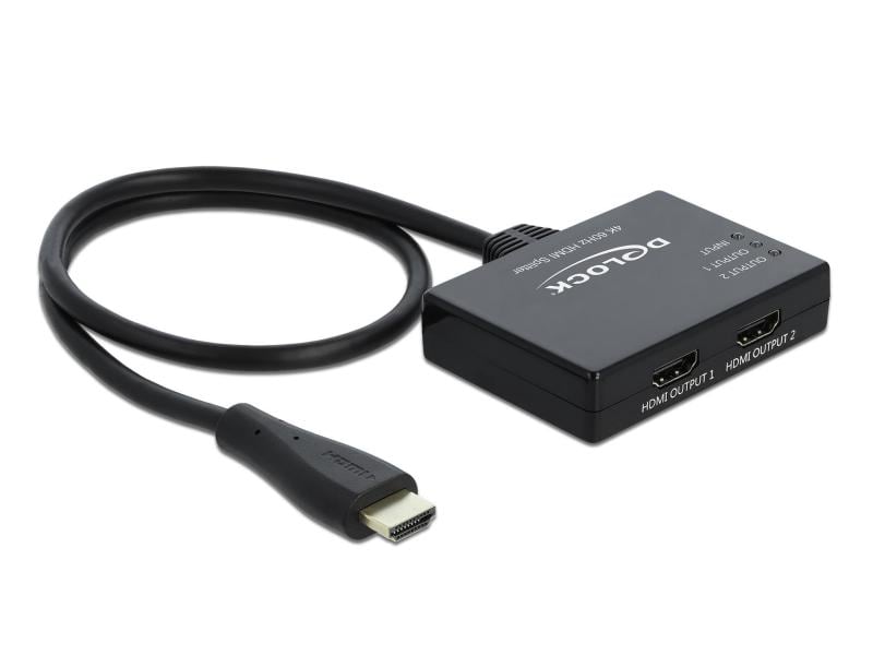 Delock 2-Port Signalsplitter HDMI- 2x HDMI 4K 60 Hz 2-Port HDMI-Signalsplitter, Aktiv