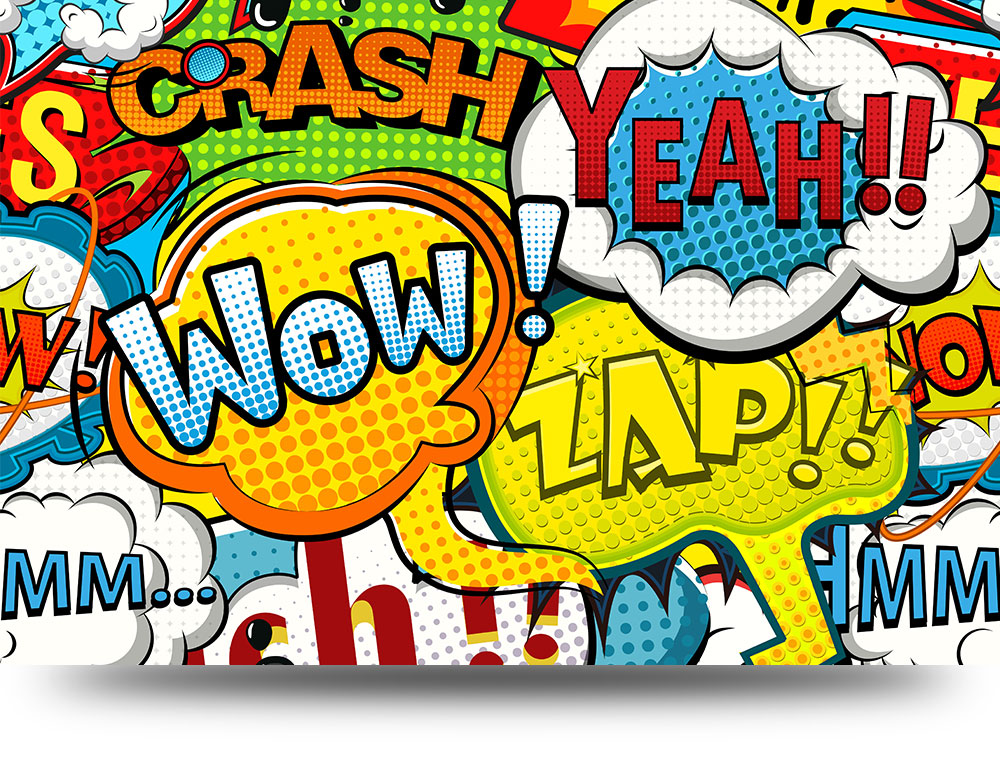 Canvas schilderij popart cartoon bubbles 60 x 40 cm