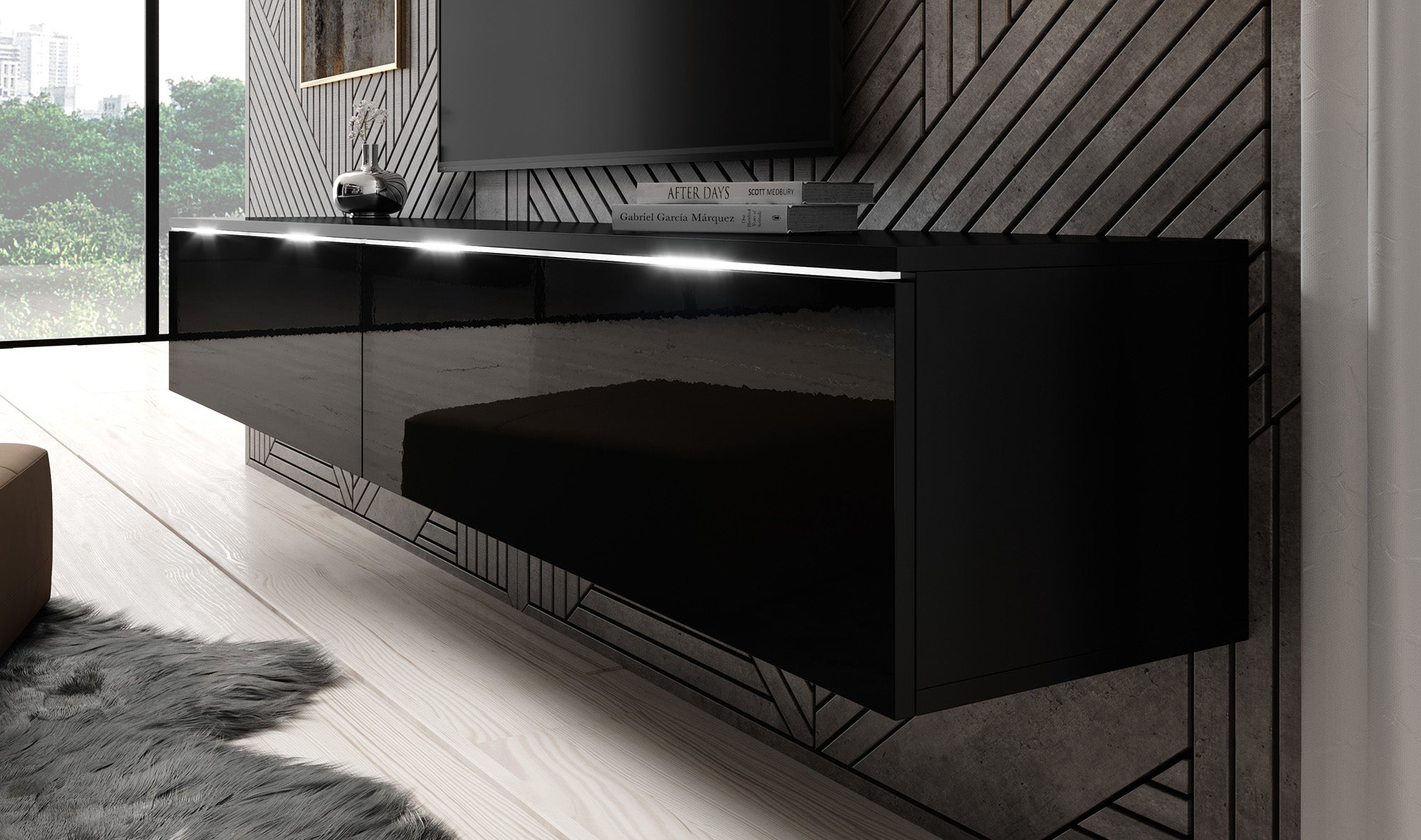 Dixon - TV-Meubel - Zwart - 180 cm