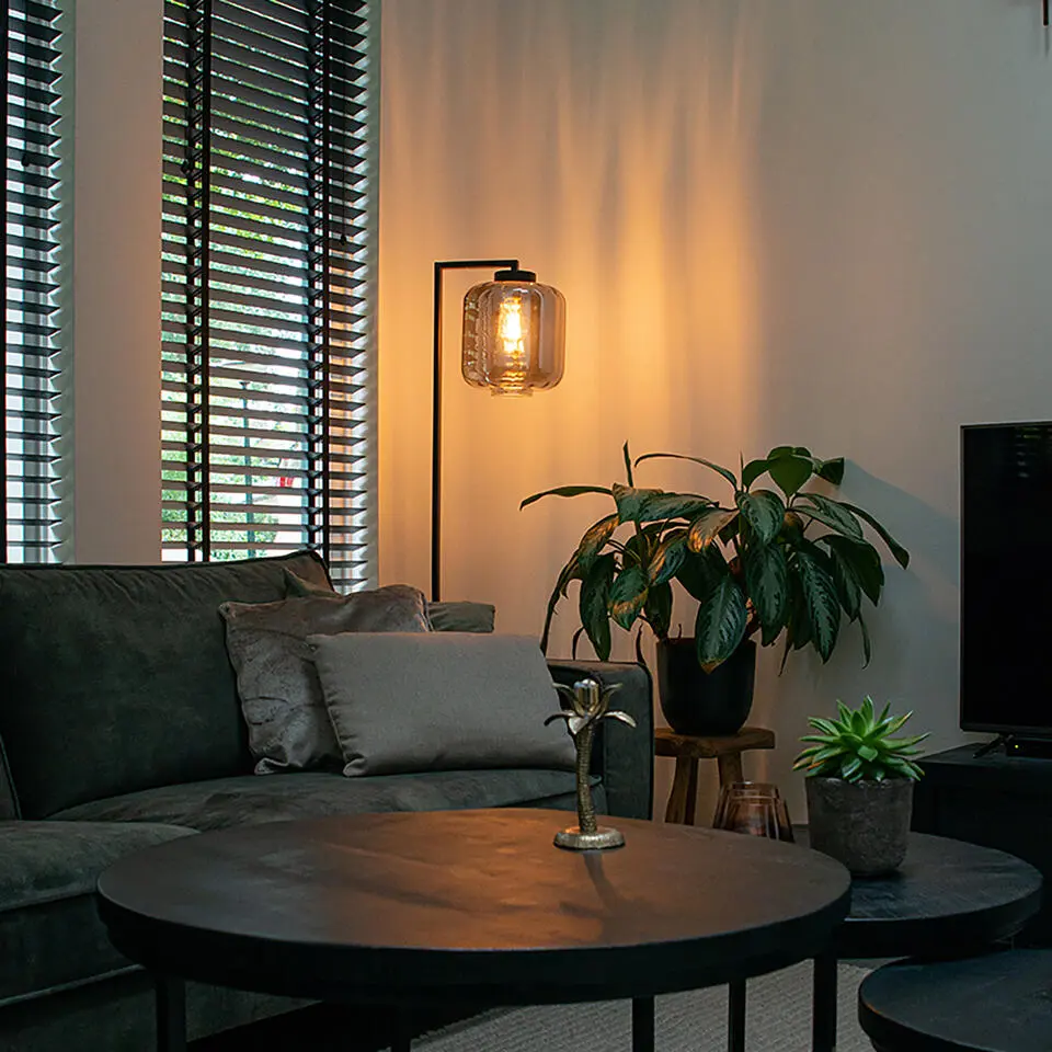 Qazqa vloerlampen qara zwart e27
