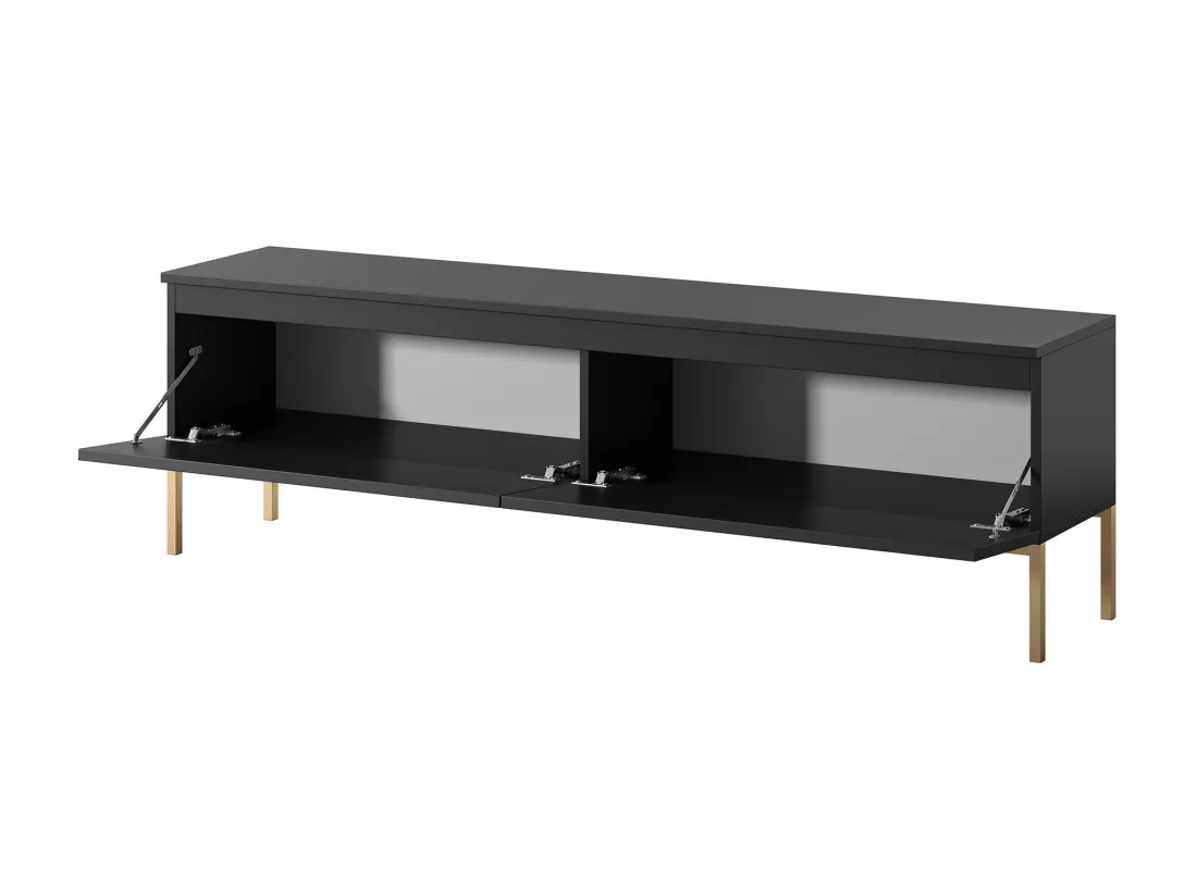 Meuble TV - 150 cm - noir avec pieds dorés - BEMMI