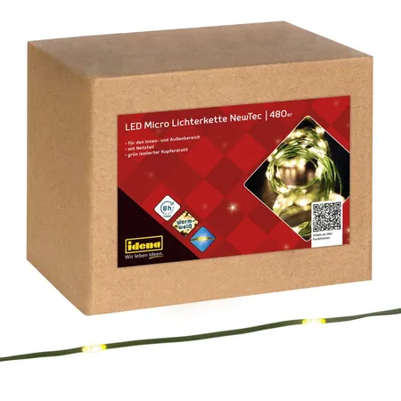 Idena Lichterkette NewTec 480 Micro LED ww 8h Timer